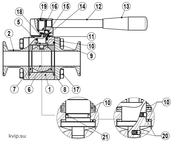 ADCA M3HP кран шаровой для стерильных сред (DN 15 – 50)_Р2